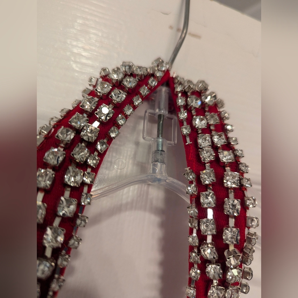 NWT Ieena For Mac Duggal Red Halter high slit long maxi dress rhinestone gown 8 - Picture 6 of 16